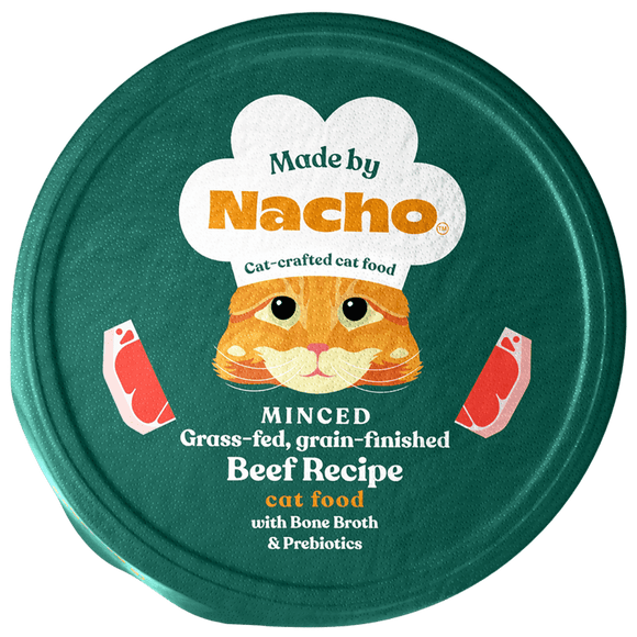 Made By Nacho Minced Grass-Fed Grain-Finished Beef Recipe with Bone Broth Cat Food