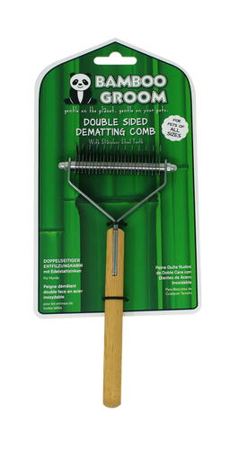 Bamboo Groom Double Sided Dematting Comb with Stainless Steel Teeth