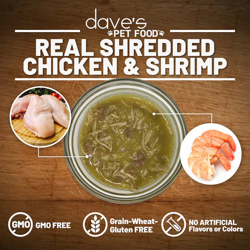 Dave's Shredded Chicken & Shrimp Dinner in Gravy Cat Food (2.8-oz case of 24)