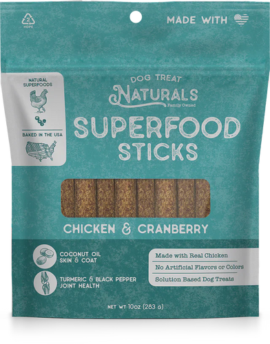 Dog Treat Naturals Chicken & Cranberry Superfood Sticks