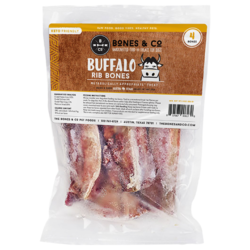 Bones & Co. Frozen Buffalo Rib Bones (4 Pk - For small dogs)