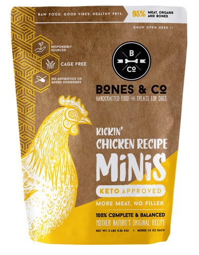 Bones & Co. Kickin' Chicken Recipe Raw Frozen Mini Patties Dog Food (3 Lb)