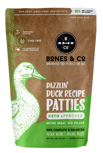 Bones & Co. Dazzlin' Duck Recipe Raw Frozen Patties Dog Food (6 Lb)