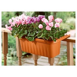 Railing Planter, Adjustable, Terra Cotta, 24 x 7.5 x 7.5-In.
