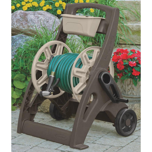 Suncast Hosemobile 225 Ft. x 5/8 In. Taupe & Bronze Resin Hose Reel with Storage Bin