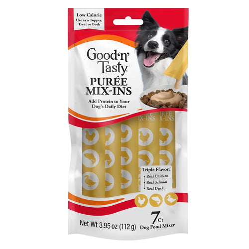 Good 'n' Tasty Triple Flavor Puree Mix-Ins Dog Food Topper Treats: Chicken, Salmon & Duck