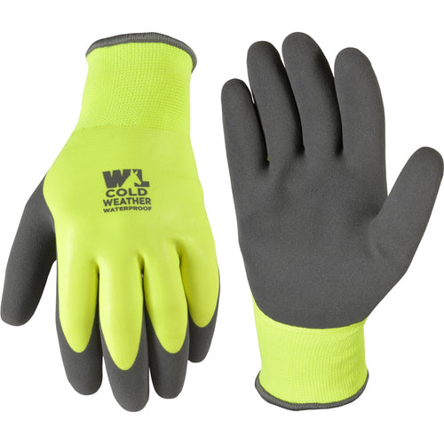 Wells Lamont Winter-Lined Double Coated Latex Glove, High-Vis Yellow