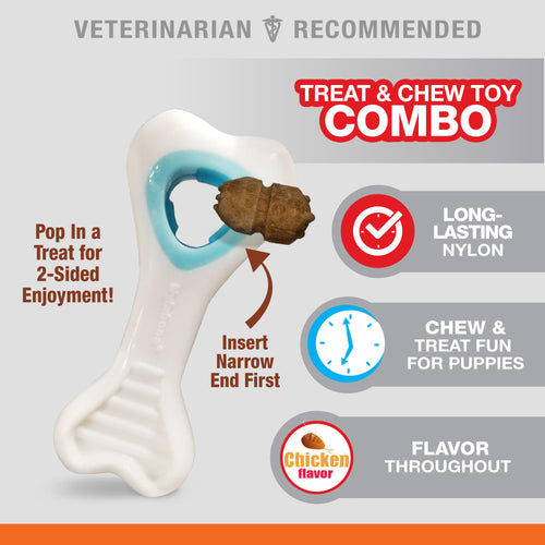 Nylabone Puppy Power Chew Knuckle Bone Pop-In Treat Toy & Treat Combo