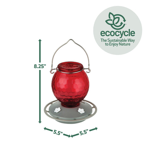 Nature's Way EcoCycle™ Crimson Comb Recycled Glass Hummingbird Feeder