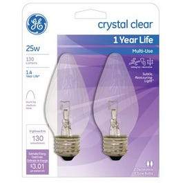 Chandelier Light Bulbs, Flame Shape, Clear, Faceted, 25-Watts, 2-Pk.