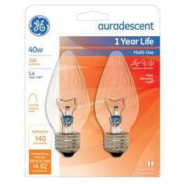 Chandelier Light Bulbs, Flame Shape, Auradescent, Faceted, 40-Watts, 2-Pk.