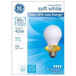 A-Line Halogen Light Bulb, Soft White, 43-Watts, 4-Pk.