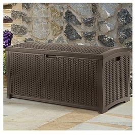 Deck Storage Box, Brown Wicker-Look Resin, 50 x 25.6 x 25.5-In., 99-Gals.