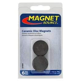 Ceramic Disc Magnet, 1 x 1.56-In., 6-Pc.