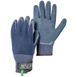 Bamboo Gardening Gloves, Blue Knit, Women's S