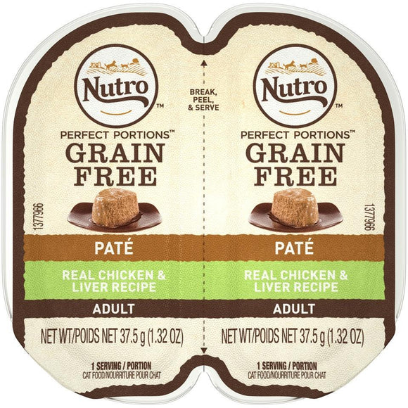 Nutro Perfect Portions Adult Grain Free Chicken & Liver Pate Wet Cat Food Trays