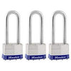 Keyed Laminated Padlocks, Steel Body, 1-3/4 In., 2.5-In. Long Shackle, 3-Pack