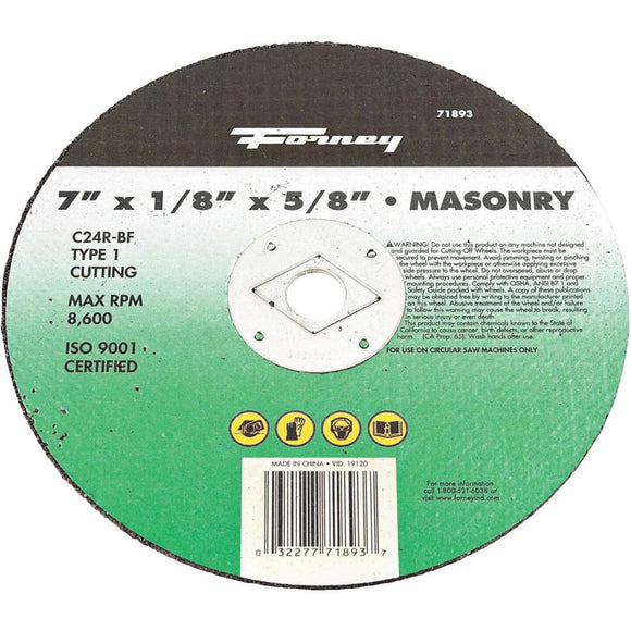 Forney Type 1 7 In. x 1/8 In. x 5/8 In. Masonry Cut-Off Wheel