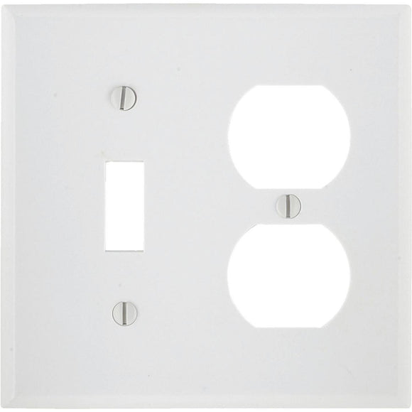 Leviton 2-Gang Plastic Single Toggle/Duplex Outlet Wall Plate, White