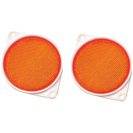 Hy-Ko Prod Safety Reflector, Nail-On, Amber Plastic, 3.25-In.