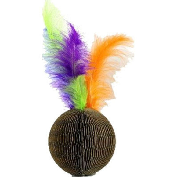 Birdie, Cork Ball with Feather Cat Toy